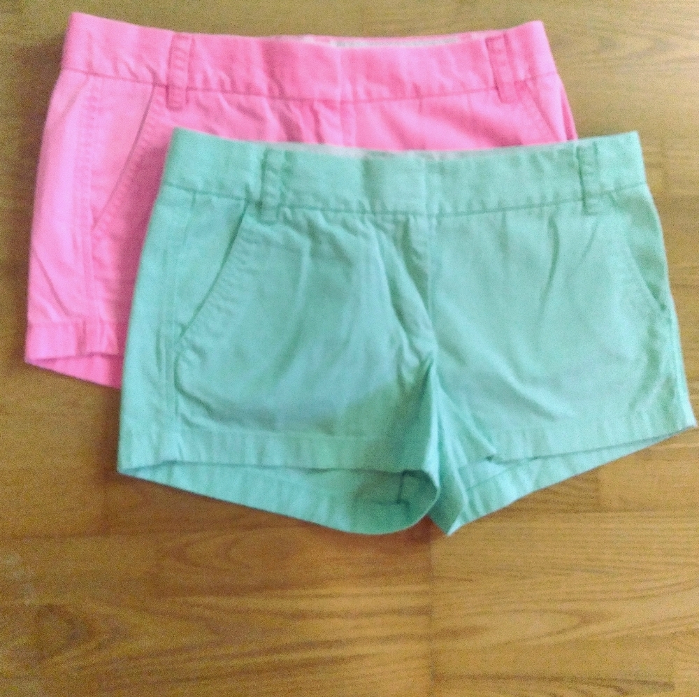 J. Crew Pink and Mint Green High-Waist Women's Shorts